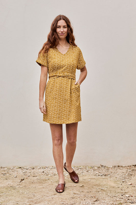 Vestido Ecológico Frida Étnico Mostaza