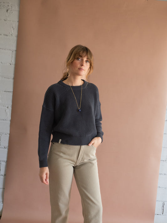 Jerséy Gyra gris azulado algodón orgánico