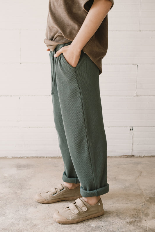 Hallow waffle organic cotton trousers in blue