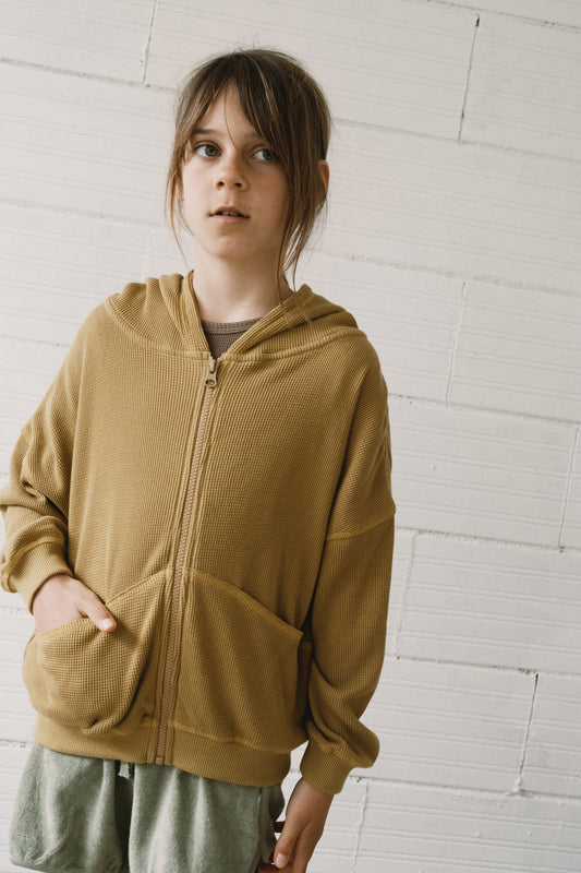 Helmi waffle sweatshirt in mustard