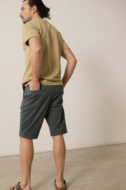 Bermuda Hans Azul Mezcla Lino Algodón Orgánico