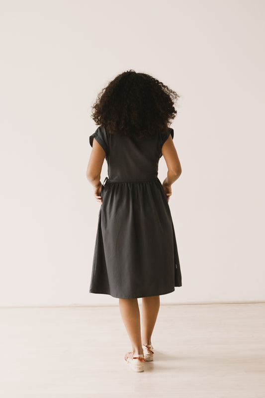 Vestido Hira midi cruzado Tencel negro