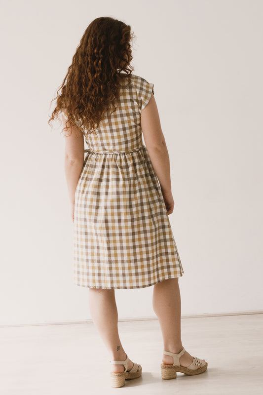 Hira wrap midi dress vichy