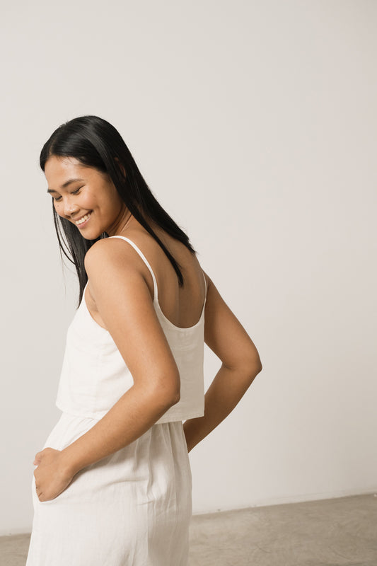 Vestido Tirantes Henar Lino Blanco