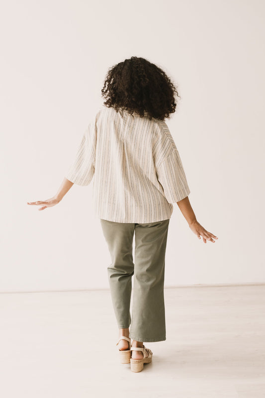 Hallow Tencel oversized trace print shirt