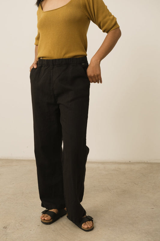 Pantalón Henna Oversized Lino Negro