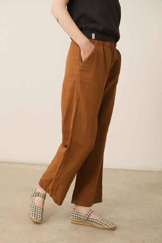 Pantalón Henna Oversized Lino Teja