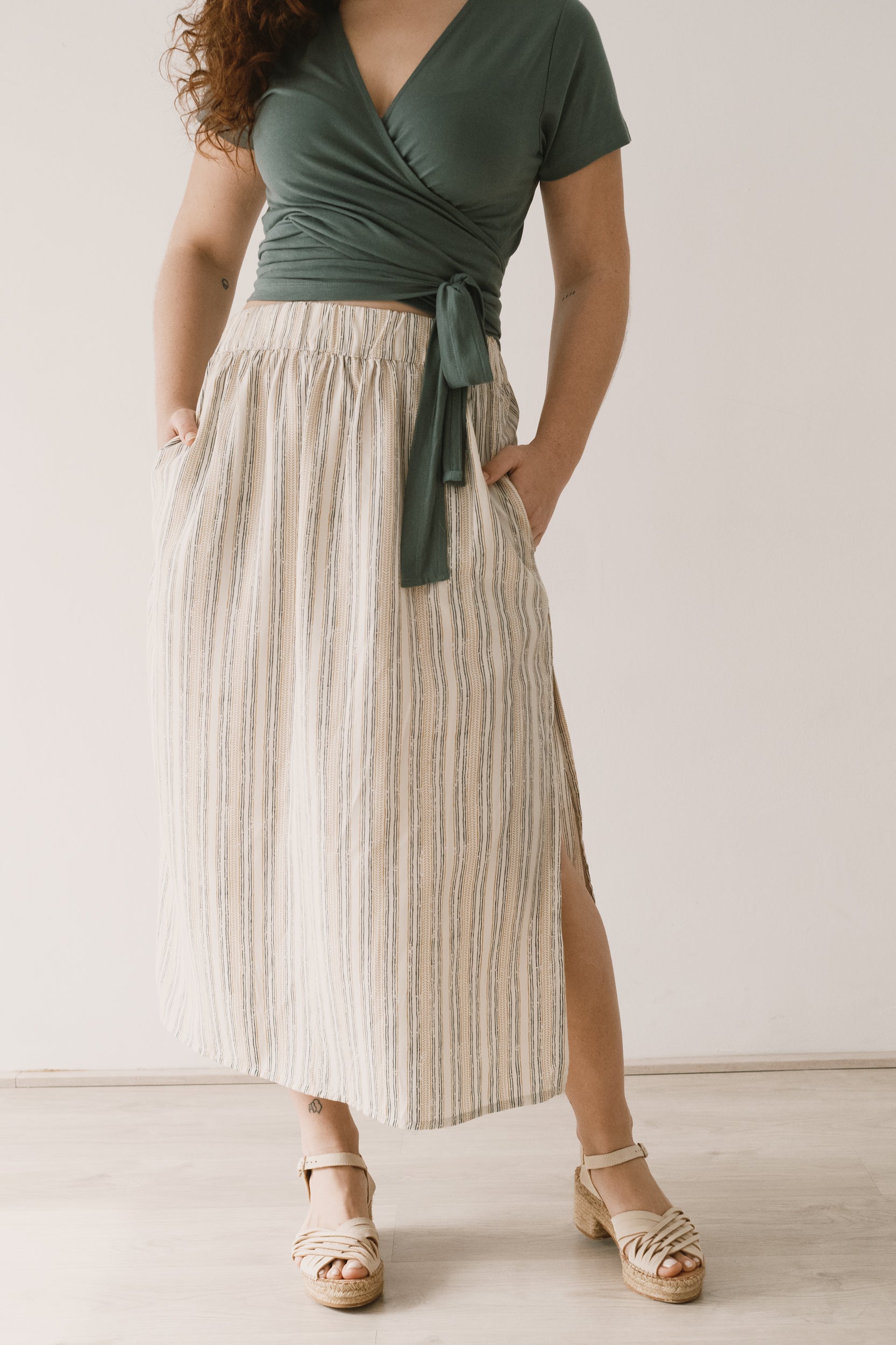 Halia Tencel midi skirt trace print