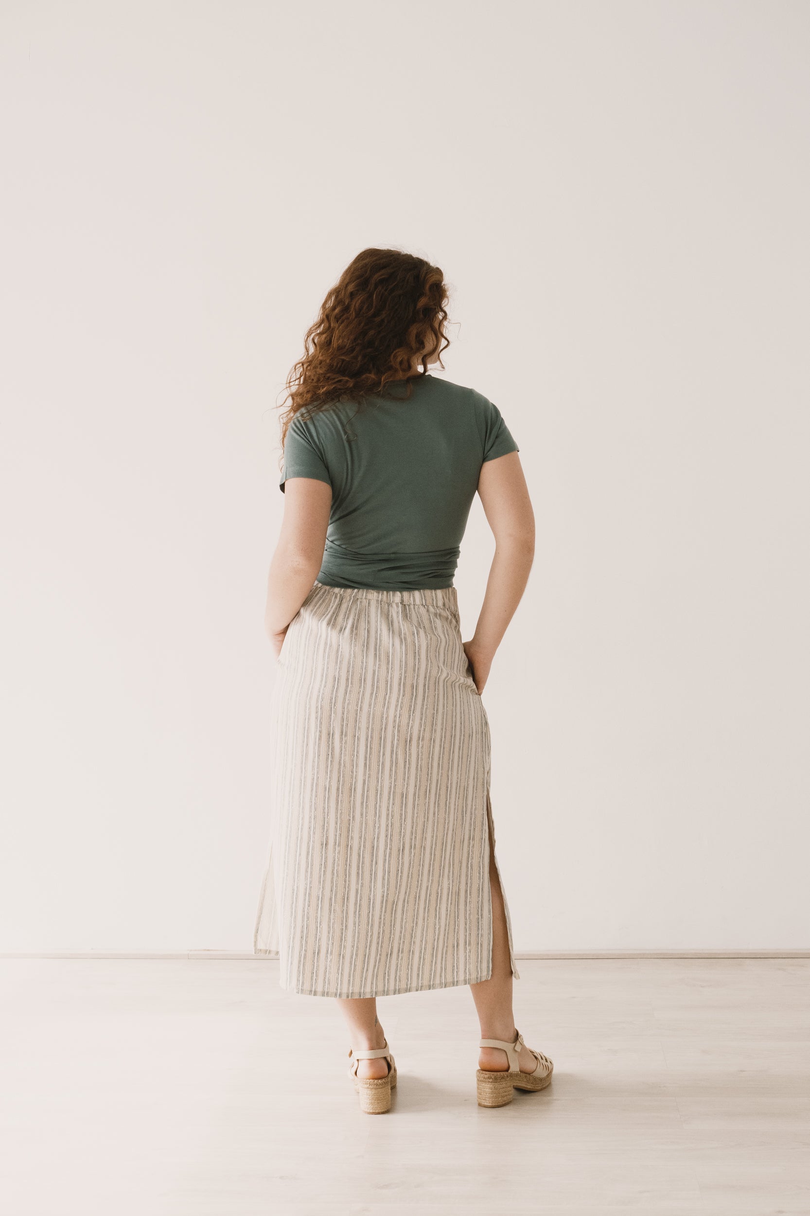 Halia Tencel midi skirt trace print