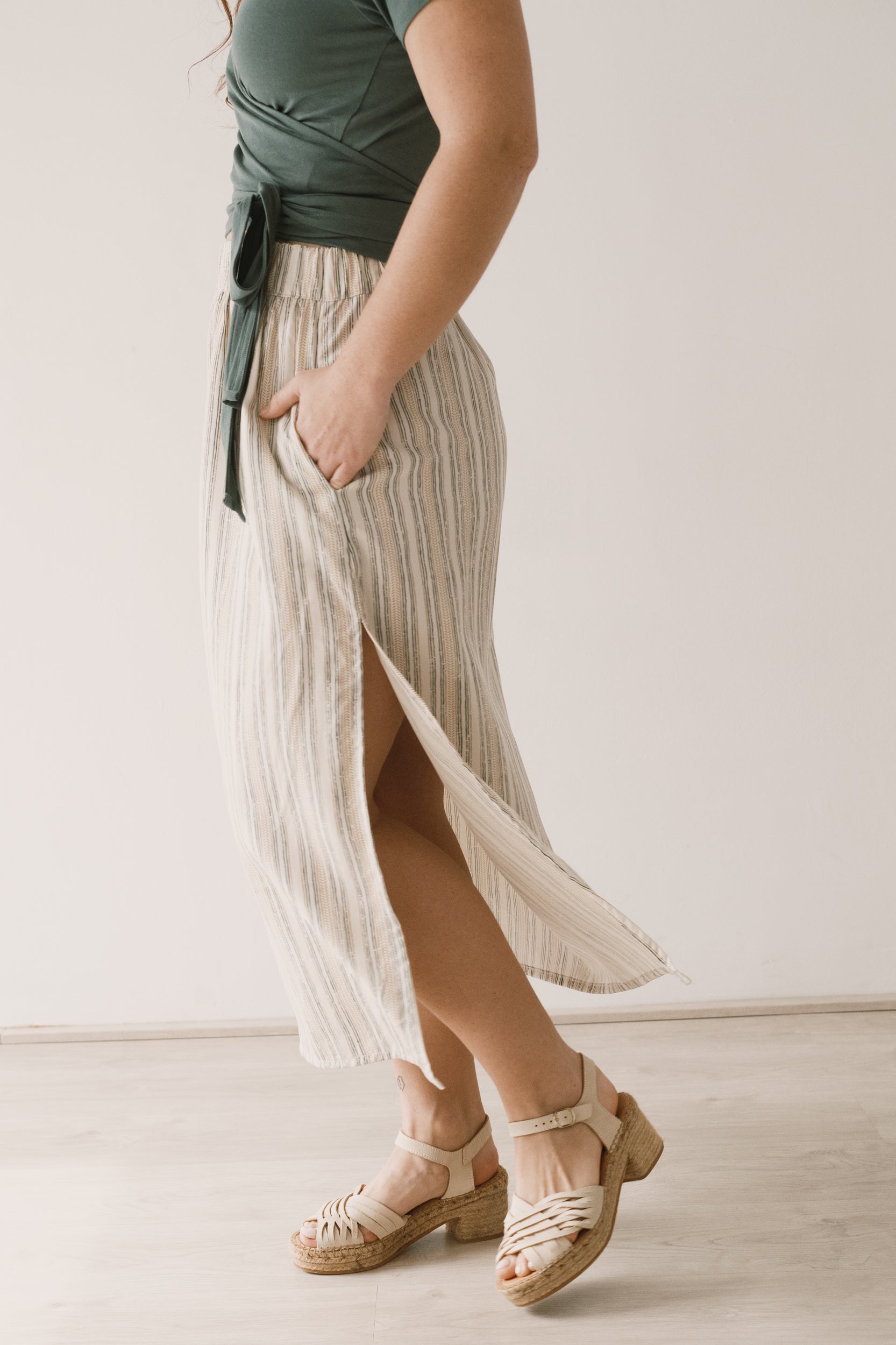 Halia Tencel midi skirt trace print