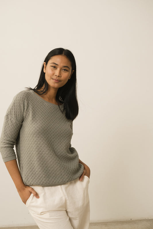 Hadi-Pullover aus Bio-Baumwolle in Graublau