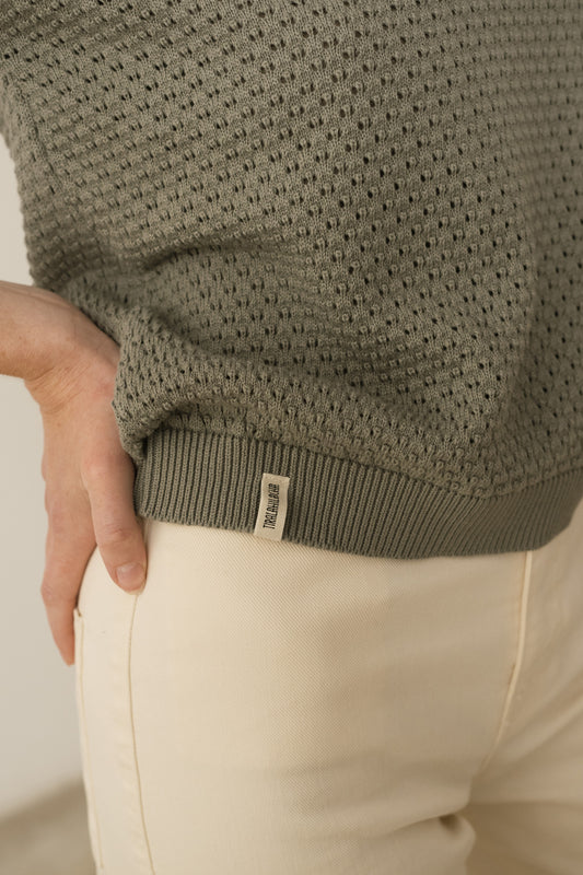 Hadara Kurzarm-Strickoberteil in Graublau