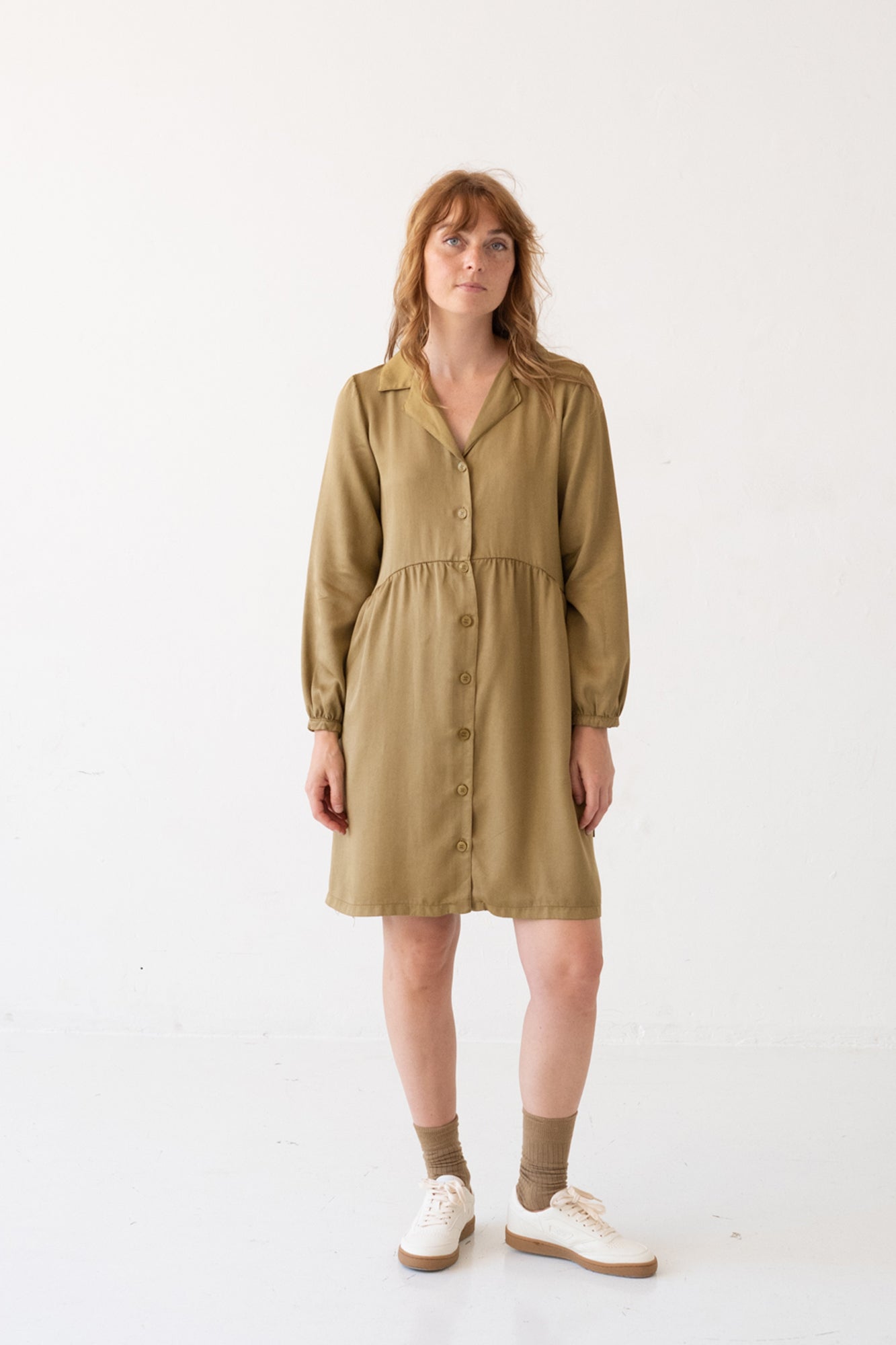 mustard shirt dress Vestido Georgina Maxi Shirt - Mostaza