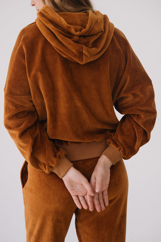 Sudadera terciopelo algodón orgánico teja