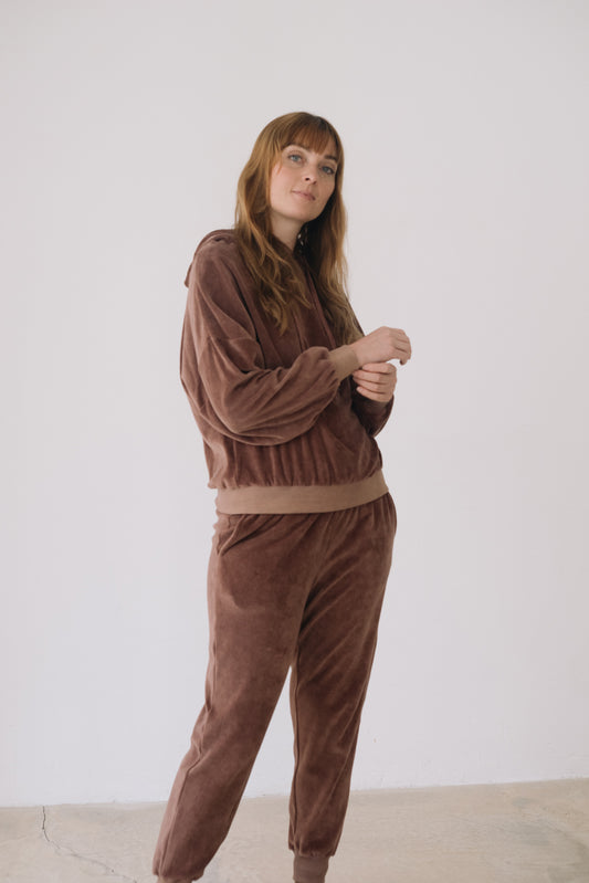 Sudadera terciopelo algodón orgánico malva