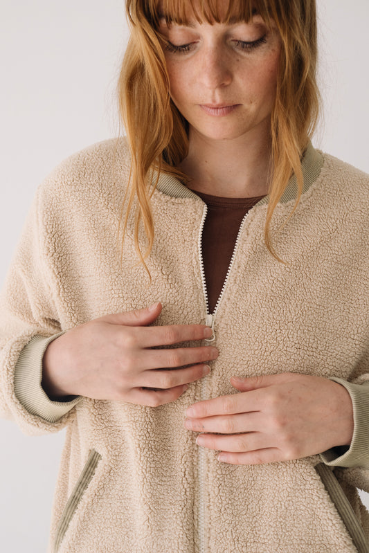 Chaqueta borreguito algodón orgánico crudo