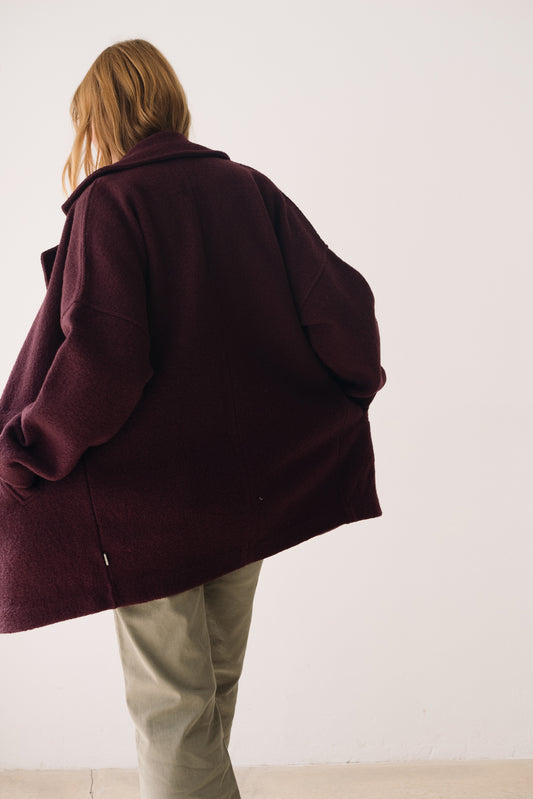 100% Merino Wool oversized coat in Purple