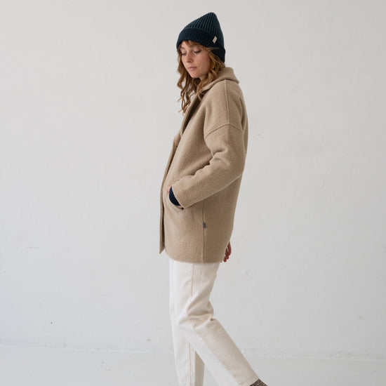 TIRALAHILACHA | Tad Coat 100% Merino Wool in Magnolia Beige