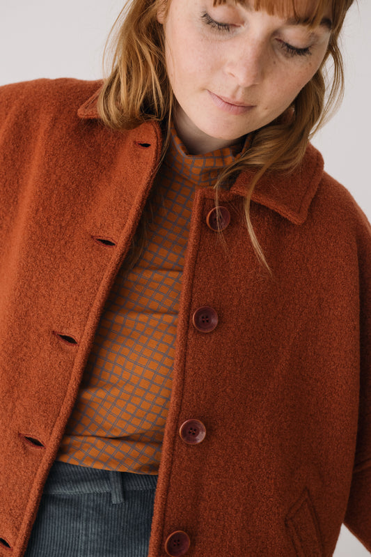 Chaqueta corta 100% lana merino rojo