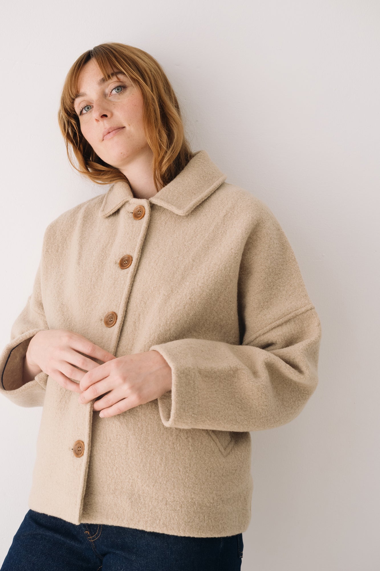Merino Wool Short Coat In Beige Fair fashion by TIRALAHILACHA