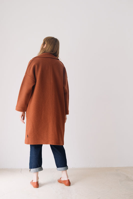 Abrigo largo 100% lana merino rojo