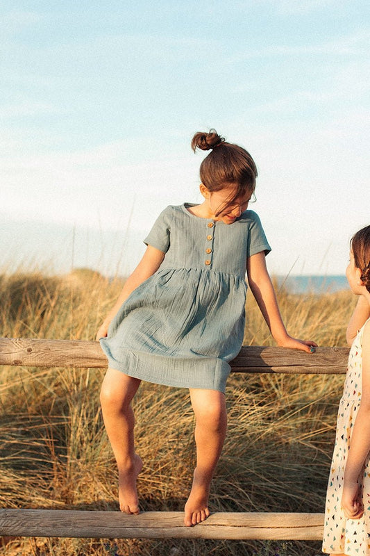 Vestido muselina azul vintage - TIRALAHILACHA