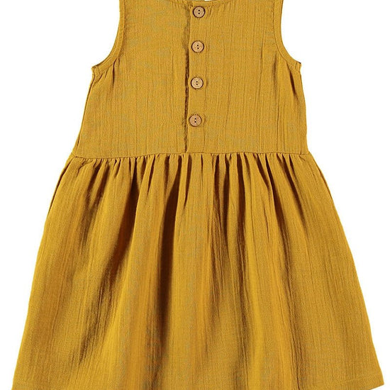 Reversible muslin dress in mustard - TIRALAHILACHA