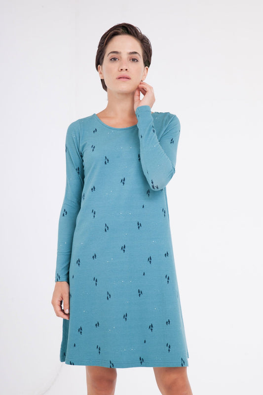 Vestido Carola Evasé color azul ópalo. - TIRALAHILACHA