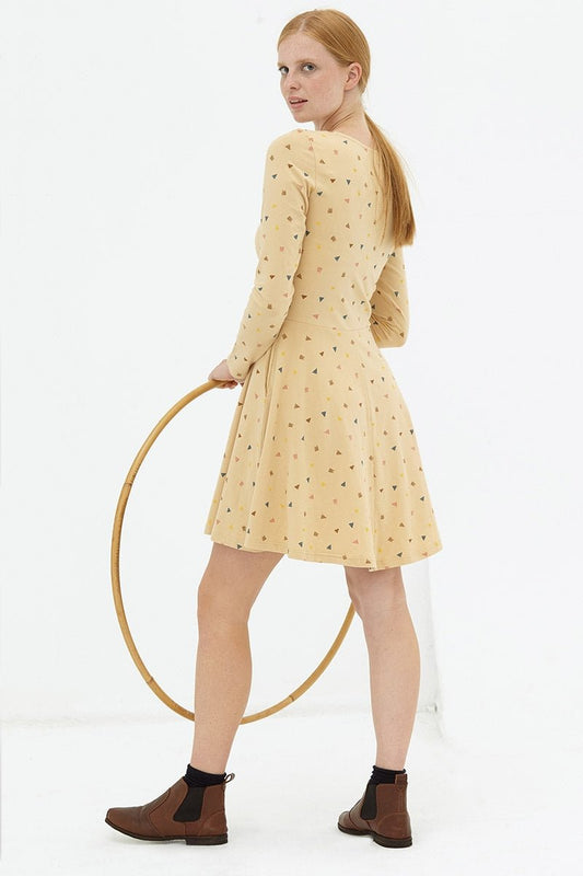 Vestido media capa beige Denisse - TIRALAHILACHA