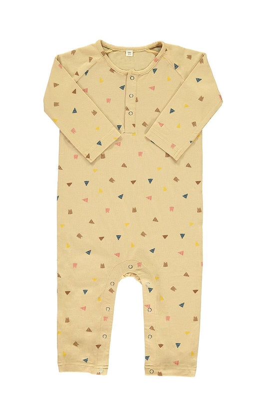 Mono bebé beige estampado triángulos - TIRALAHILACHA