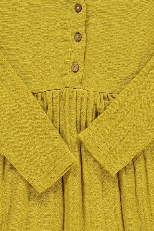 Vestido muselina basic mostaza - TIRALAHILACHA