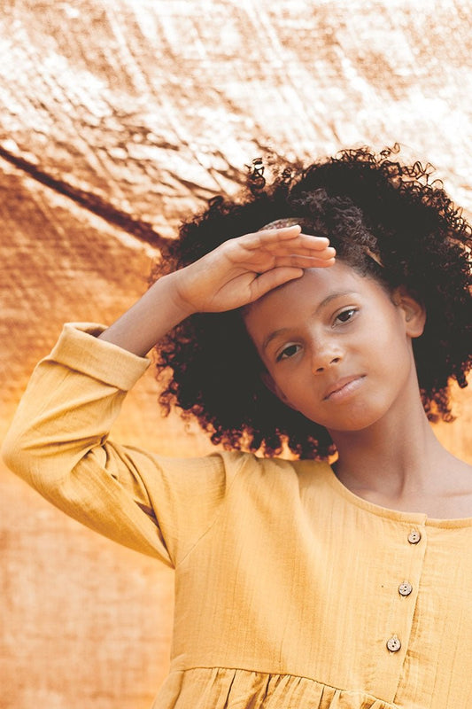 Vestido muselina basic mostaza - TIRALAHILACHA