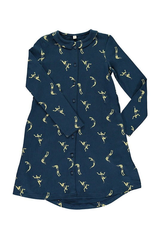 Vestido camisero azul marino estampado - TIRALAHILACHA