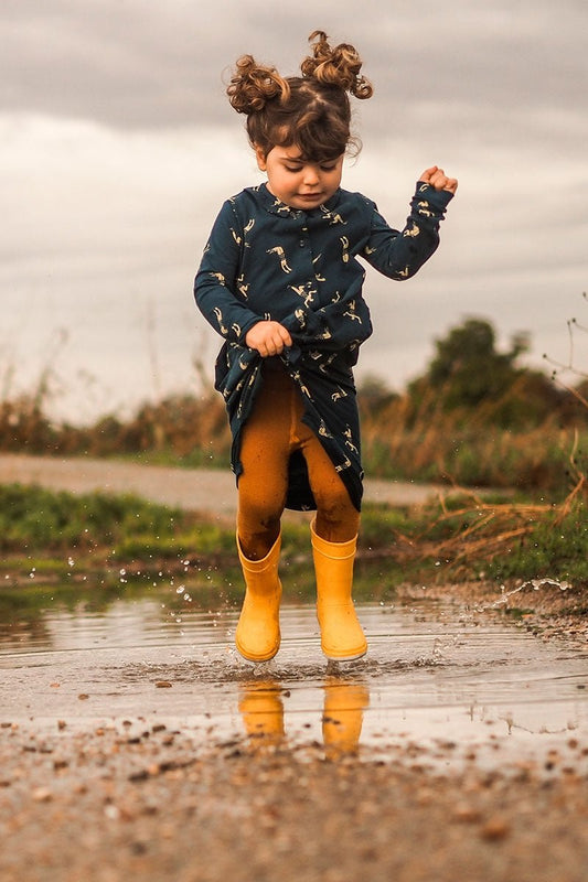 Vestido camisero azul marino estampado - TIRALAHILACHA