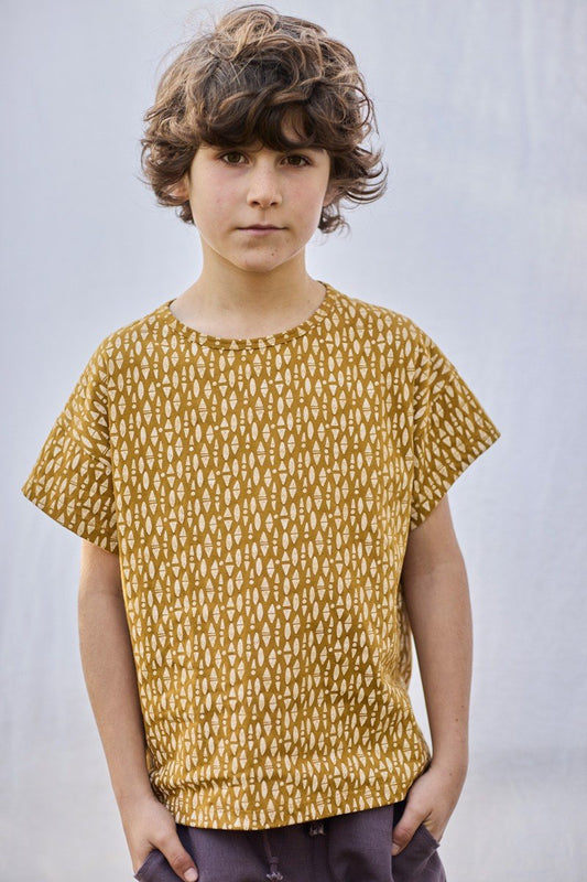 Unisex organic cotton T-shirt Ethnic Mustard - TIRALAHILACHA