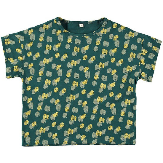 Unisex organic cotton T-shirt Footprints Blue-Green - TIRALAHILACHA