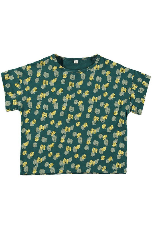 Unisex organic cotton T-shirt Footprints Blue-Green - TIRALAHILACHA