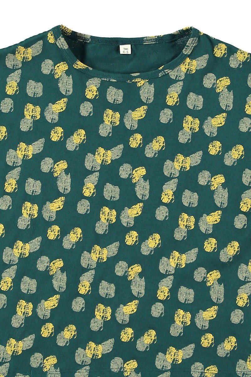 Unisex organic cotton T-shirt Footprints Blue-Green - TIRALAHILACHA