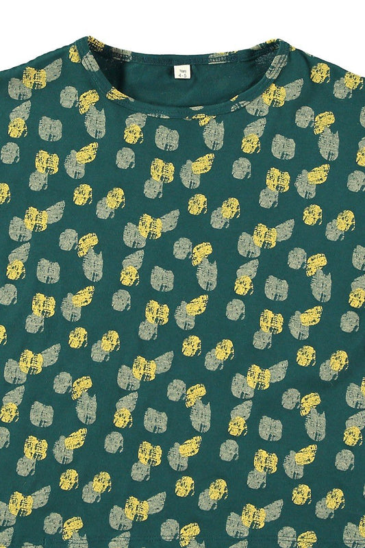 Unisex organic cotton T-shirt Footprints Blue-Green - TIRALAHILACHA