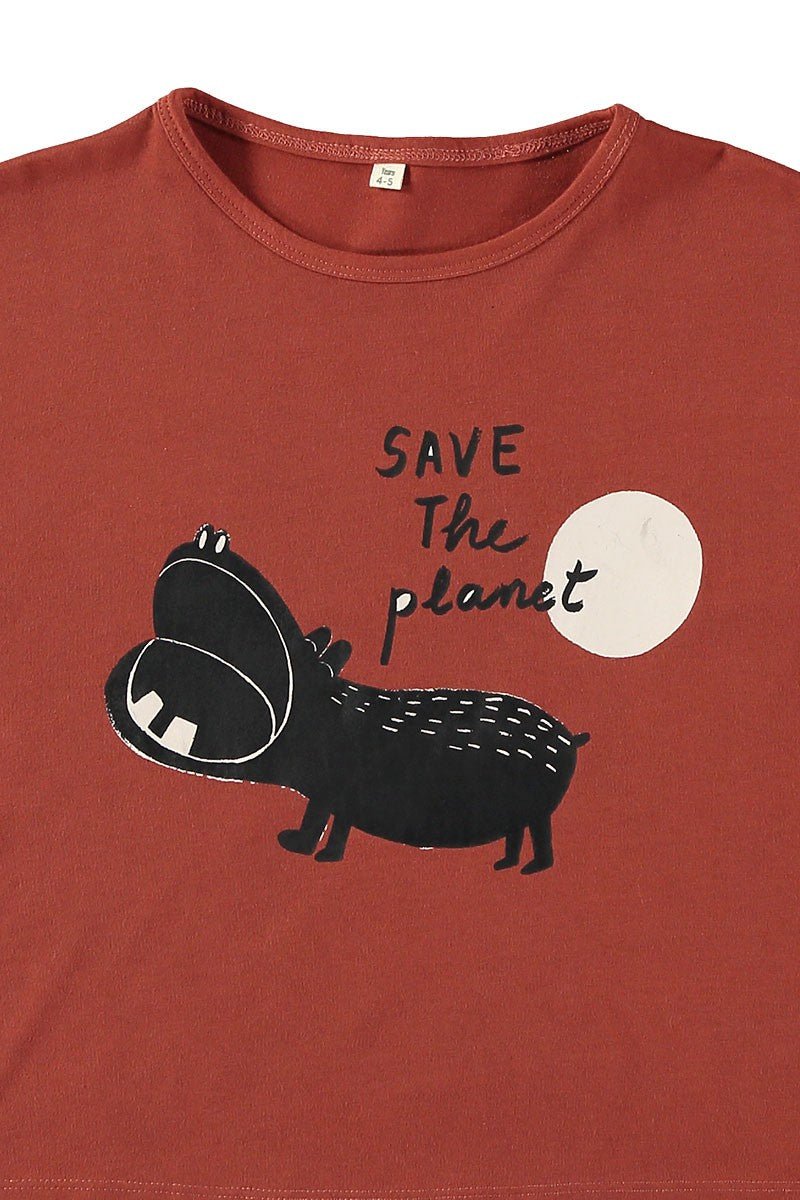 Unisex T-shirt Red Hippo in Organic Cotton - TIRALAHILACHA