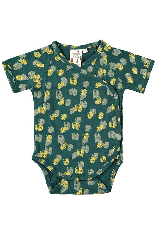 Body Kimono Footprints Blue Green 100% organic cotton - TIRALAHILACHA