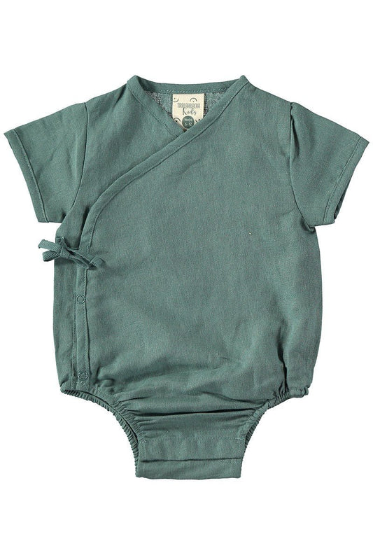 Body Kimono Aquamarine Blue in Linen and Organic Cotton - TIRALAHILACHA