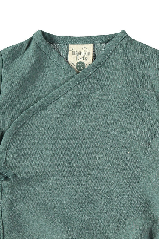 Body Kimono Aquamarine Blue in Linen and Organic Cotton - TIRALAHILACHA