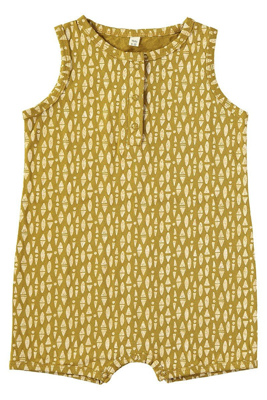 Baby Jumpsuit Ethnic Mustard in organic cotton - TIRALAHILACHA