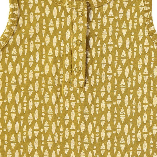 Baby Jumpsuit Ethnic Mustard in organic cotton - TIRALAHILACHA
