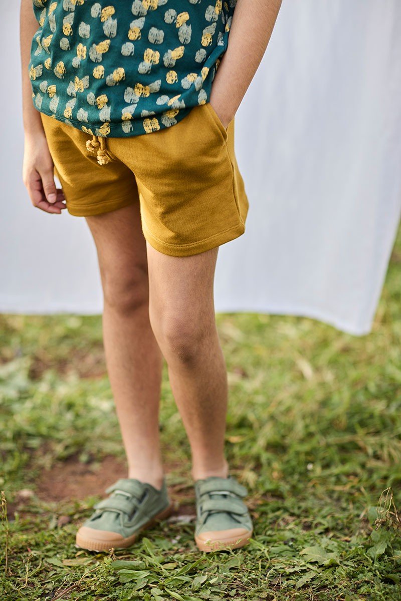 Shorts in mustard 100% organic cotton - TIRALAHILACHA