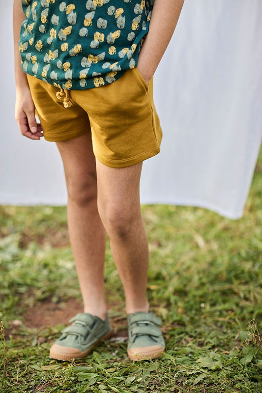 Shorts in mustard 100% organic cotton - TIRALAHILACHA