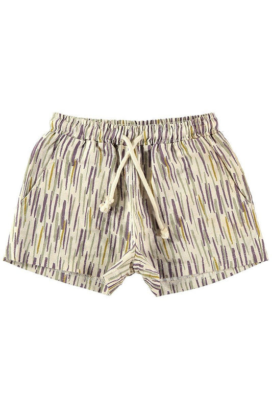 Beige Linen and Organic Cotton jungle Shorts - TIRALAHILACHA