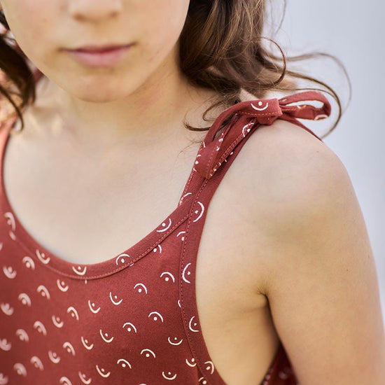 Strappy Tie Dress Tits in red 100% Organic Cotton - TIRALAHILACHA