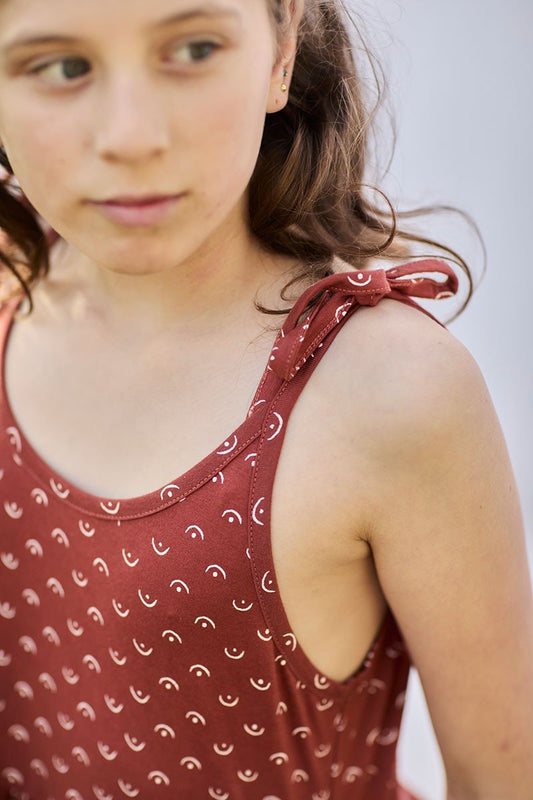 Strappy Tie Dress Tits in red 100% Organic Cotton - TIRALAHILACHA